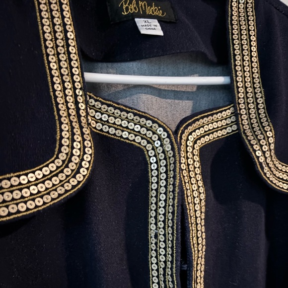 B17. Bob Mackie Jacket w/ Gold Sequin Accents, Hook & Eye Front Closure, Medium - Picture 6 of 7